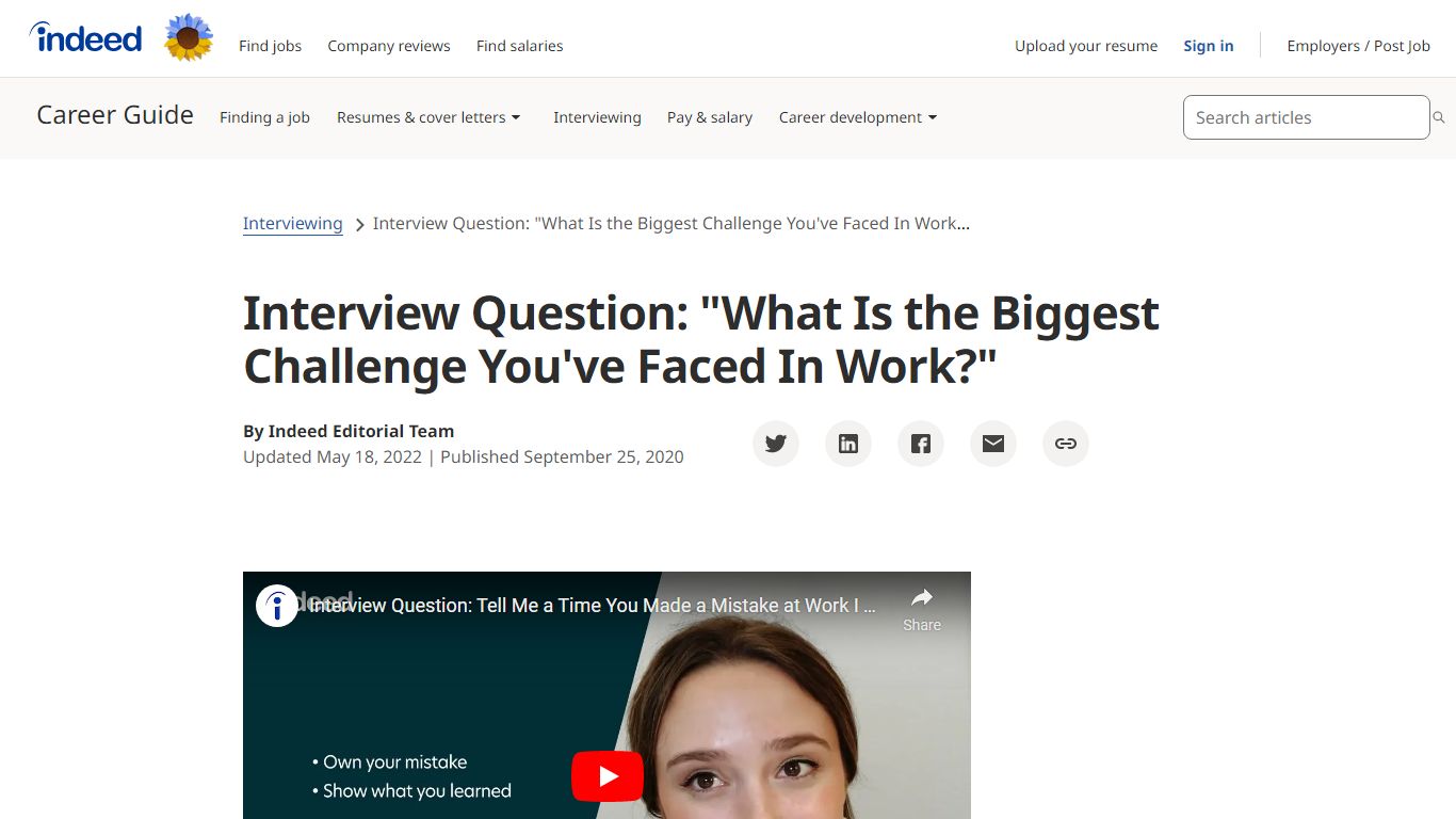 Interview Question: "What Is the Biggest Challenge You've ... - Indeed